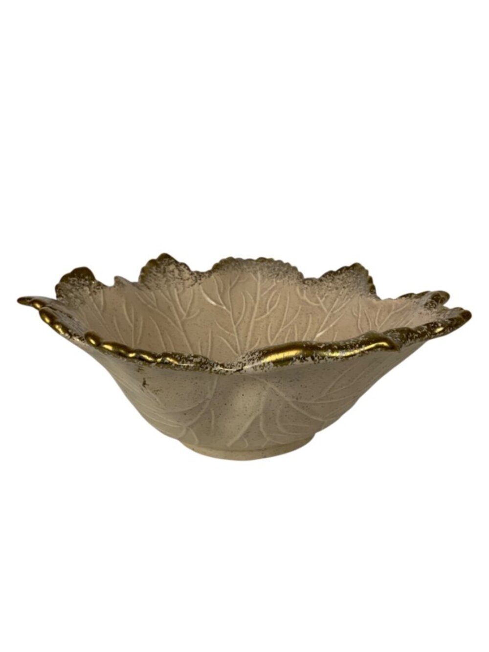 Vintage California Pottery Leaf-Shaped Bowl Pink Gold Trim 105 Mid Century USA - Picture 3 of 7